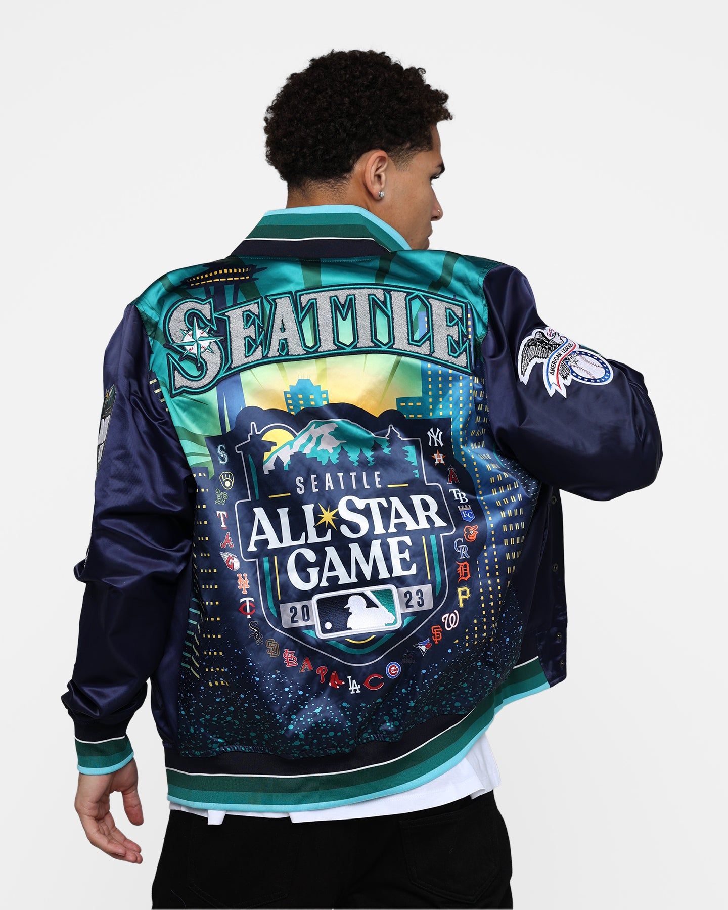 Pro Standard MLB All Star Satin Rib Jacket Navy sold by Culture Kings