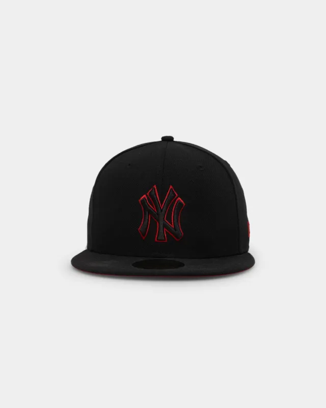 New Era New York Yankees "Scarlet Bottom" 59FIFTY Fitted Black/Scarlet sold by Culture Kings