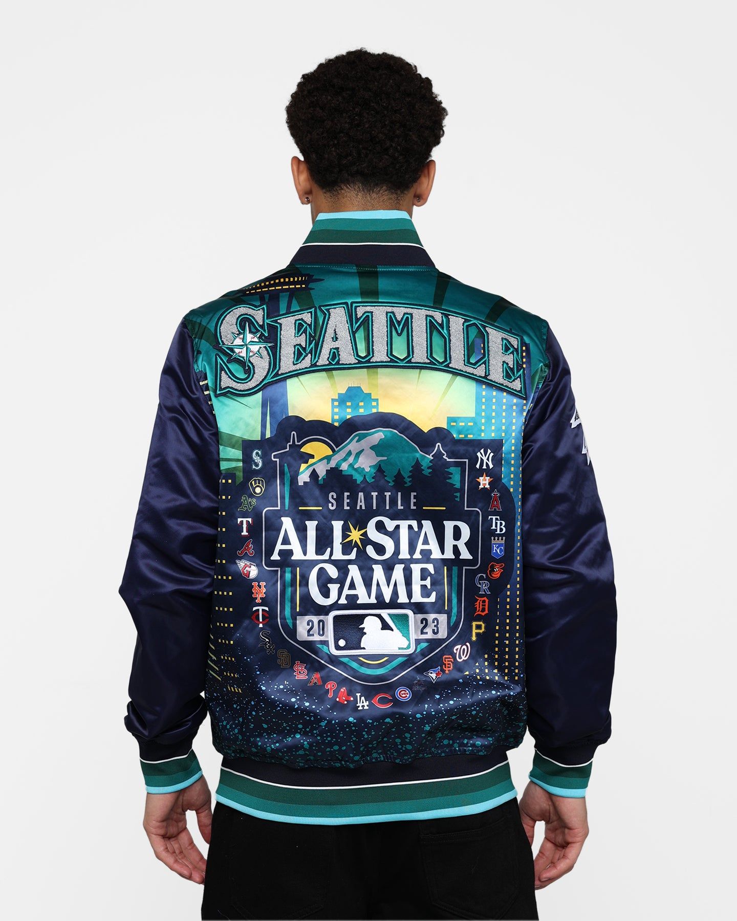 Pro Standard MLB All Star Satin Rib Jacket Navy sold by Culture Kings product image thumbnail 5