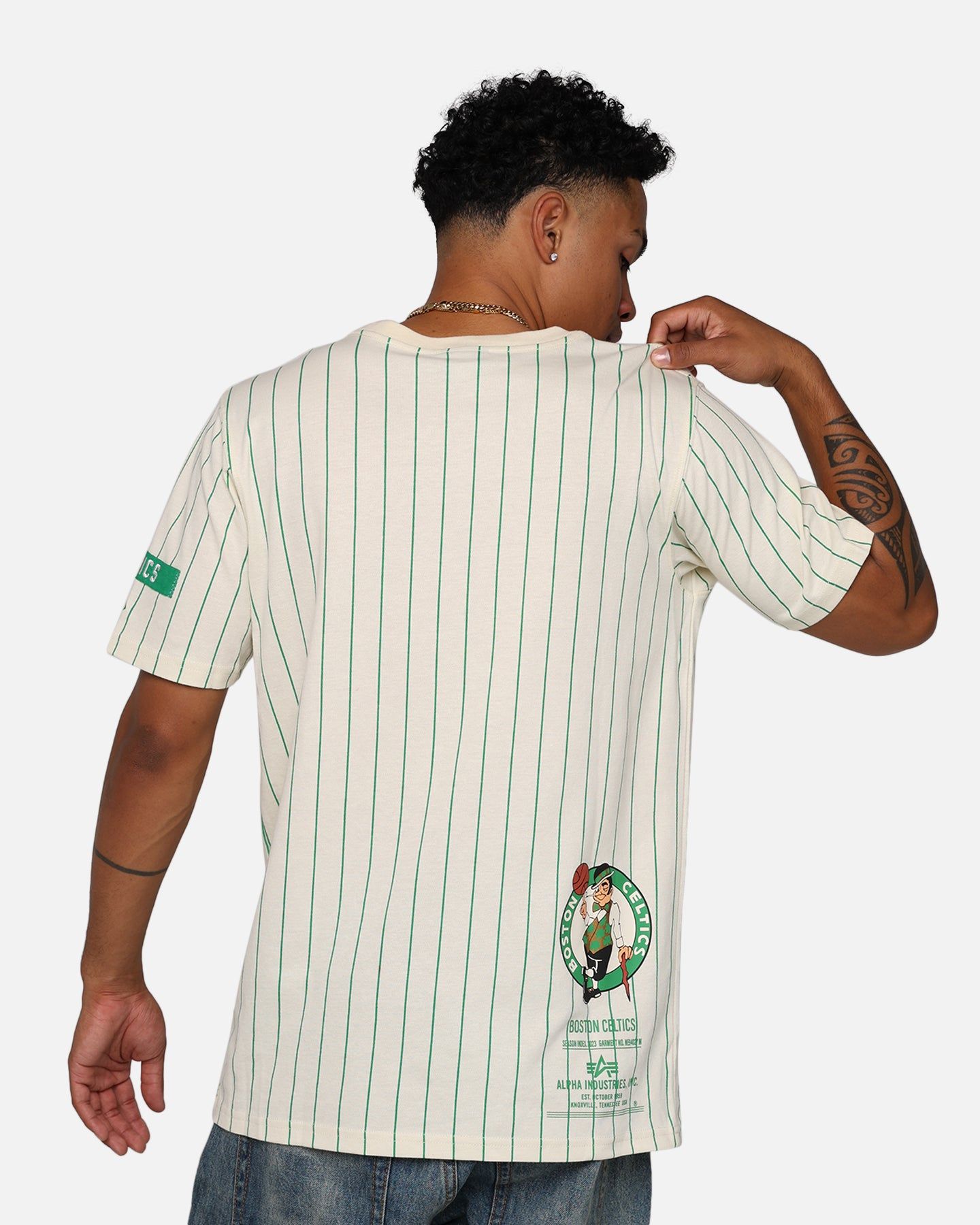 New Era X Alpha Industries Boston Celtics Striped T-Shirt White sold by Culture Kings product image thumbnail 2