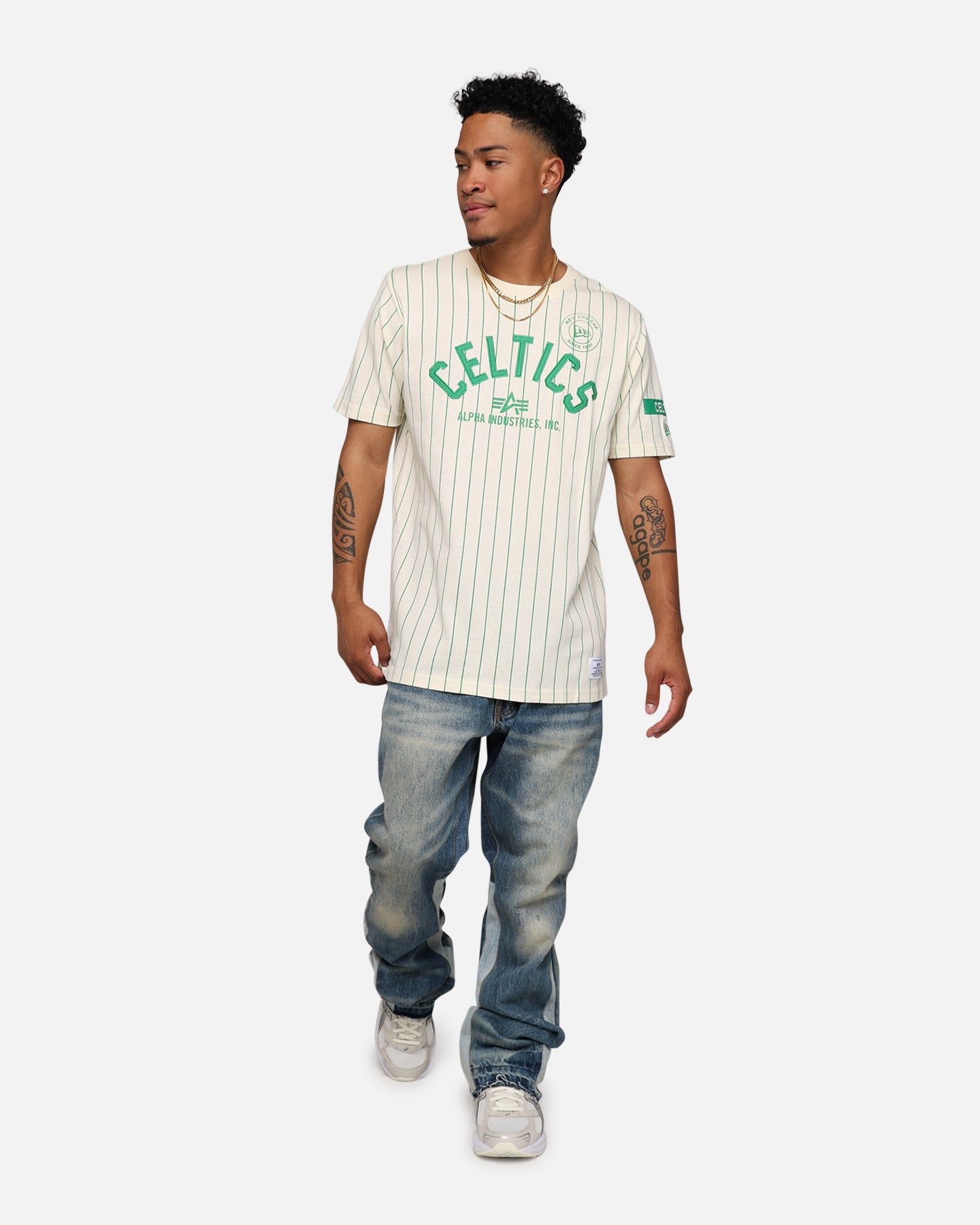 New Era X Alpha Industries Boston Celtics Striped T-Shirt White sold by Culture Kings product image thumbnail 3
