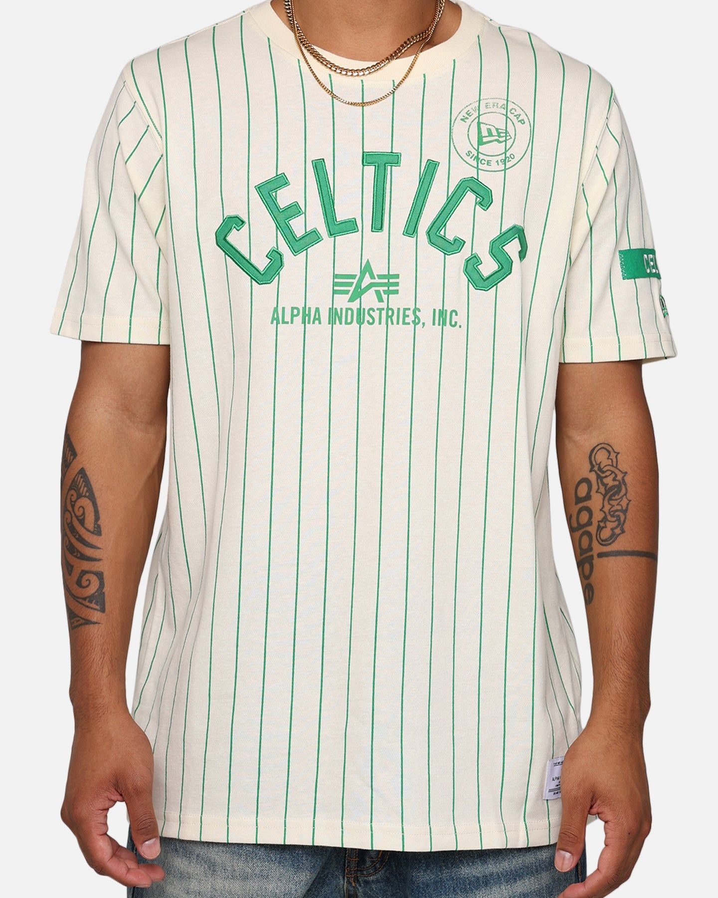 New Era X Alpha Industries Boston Celtics Striped T-Shirt White sold by Culture Kings product image thumbnail 4