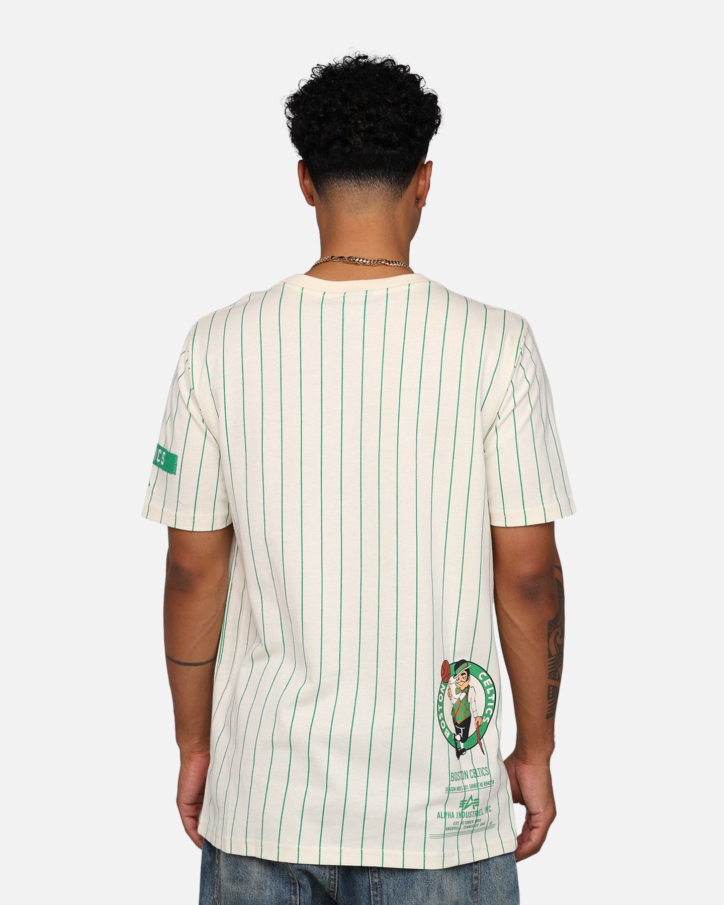 New Era X Alpha Industries Boston Celtics Striped T-Shirt White sold by Culture Kings product image thumbnail 5
