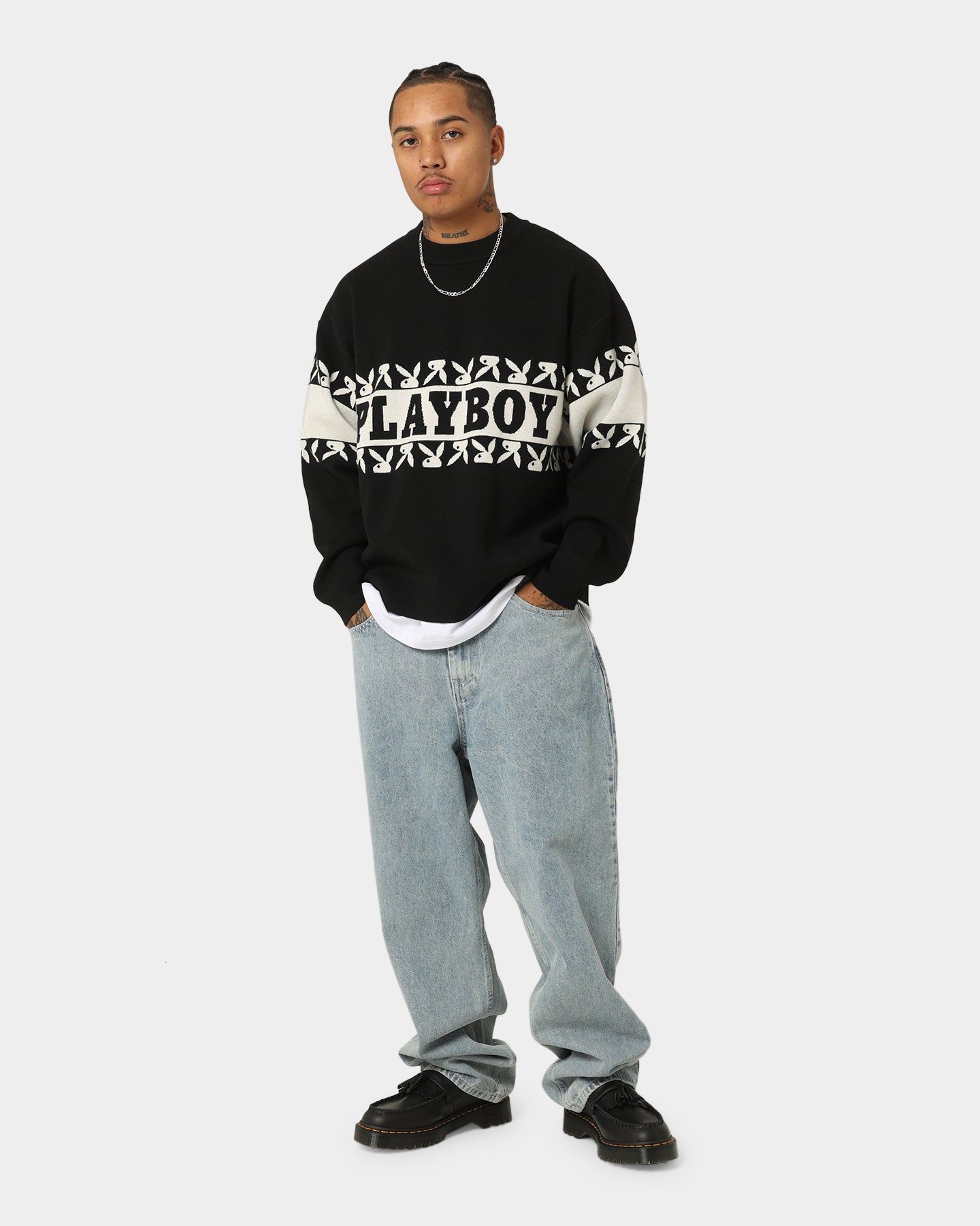 Playboy By CK Cozy Knit Sweater Black/Off White sold by Culture Kings product image thumbnail 3