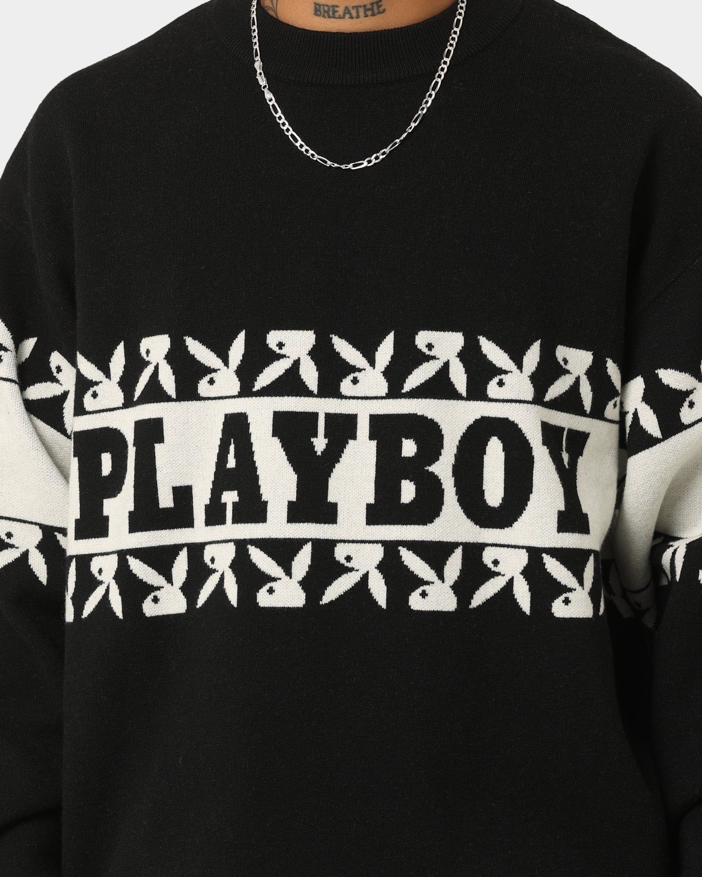 Playboy By CK Cozy Knit Sweater Black/Off White sold by Culture Kings product image thumbnail 4
