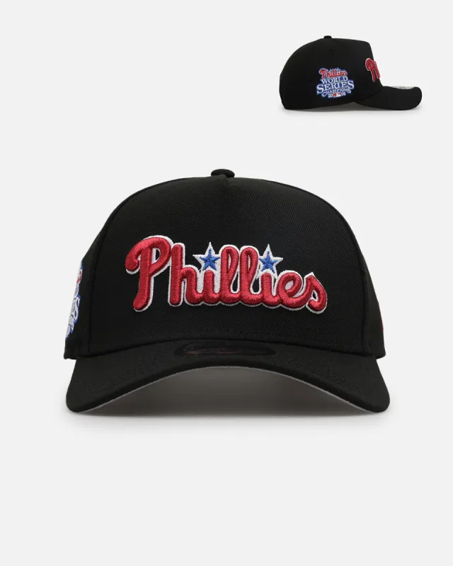 New Era Philadelphia Phillies 'Metallic Wordmark' 9FORTY A-Frame Snapback Black sold by Culture Kings