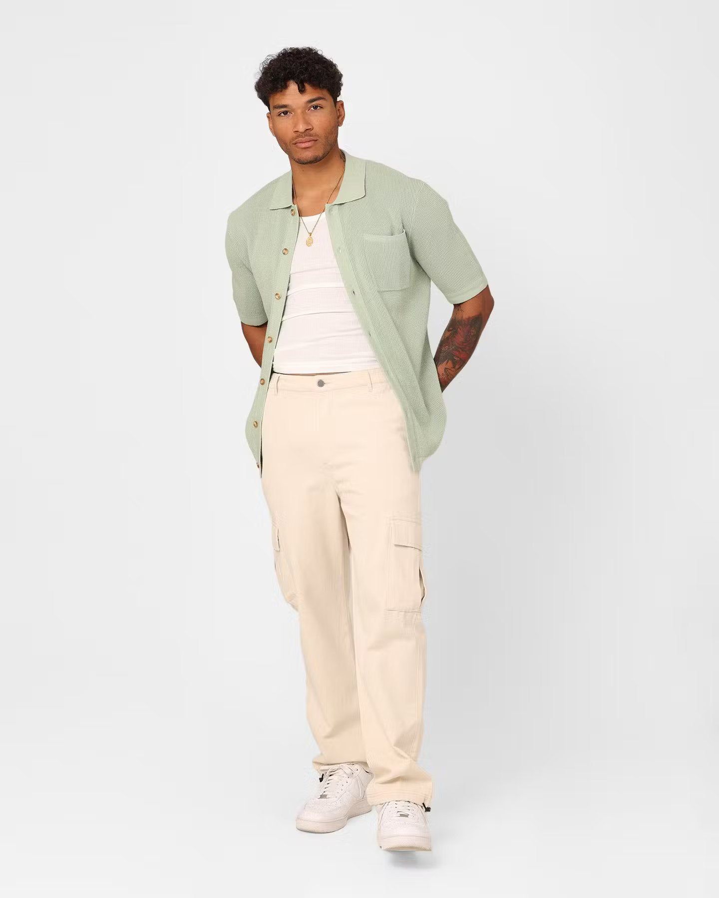 XXIII Zyair Knit Rib Button Up Shirt Sage sold by Culture Kings product image thumbnail 3