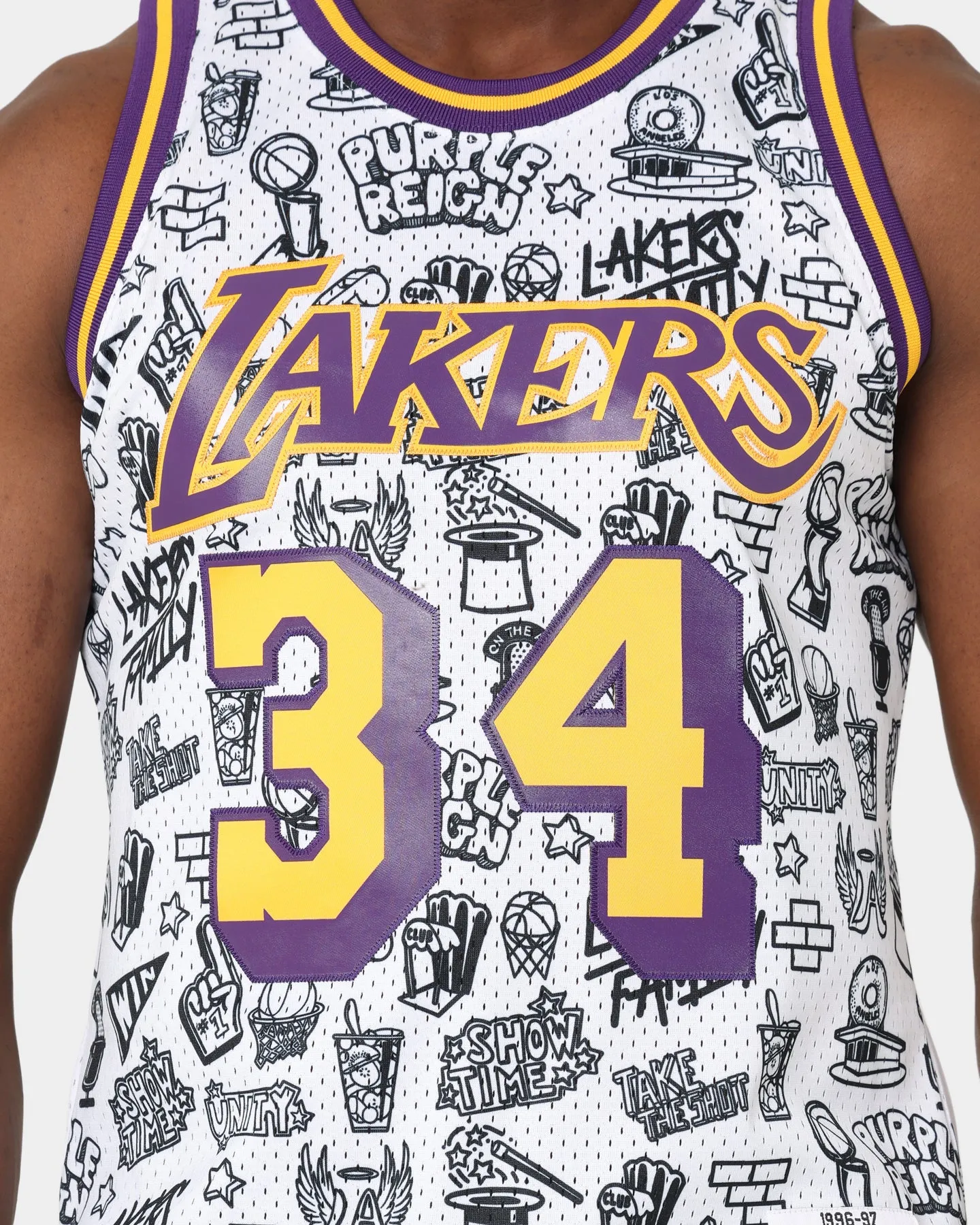 Mitchell & Ness 1996 Los Angeles Lakers Shaquille O'Neal #34 Doodle Swingman Jersey White sold by Culture Kings product image thumbnail 4