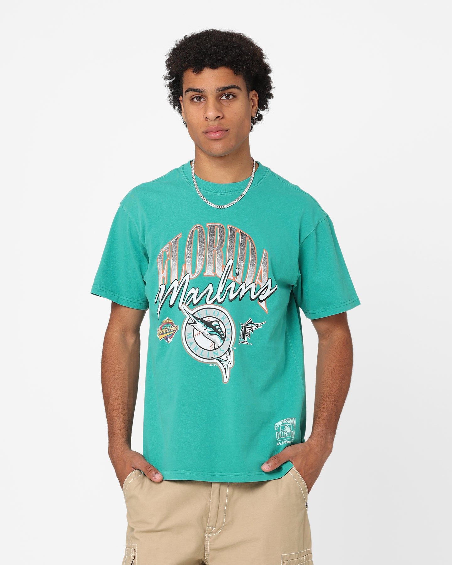 Majestic Athletic Florida Marlins Script Arch T-Shirt Faded Teal sold by Culture Kings