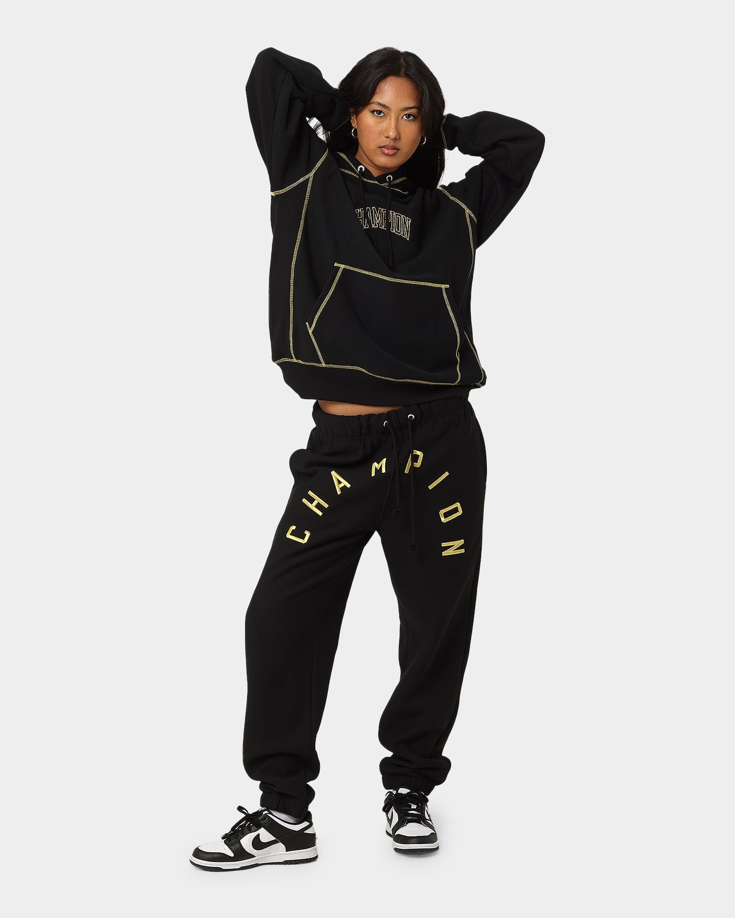 Champion Reverse Weave Contrast Stitch Hoodie Black/Gold sold by Culture Kings product image thumbnail 2