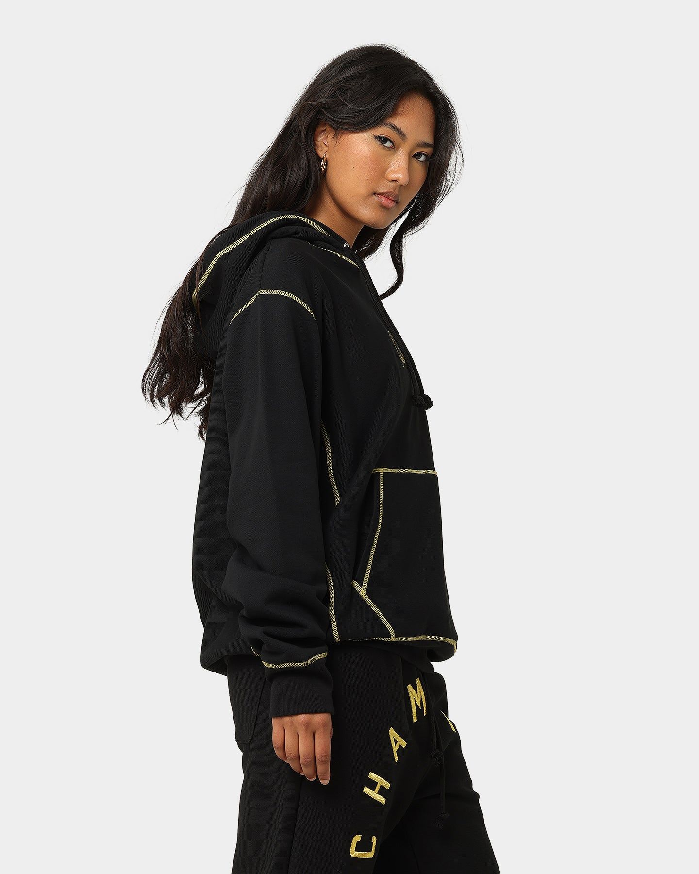 Champion Reverse Weave Contrast Stitch Hoodie Black/Gold sold by Culture Kings product image thumbnail 5