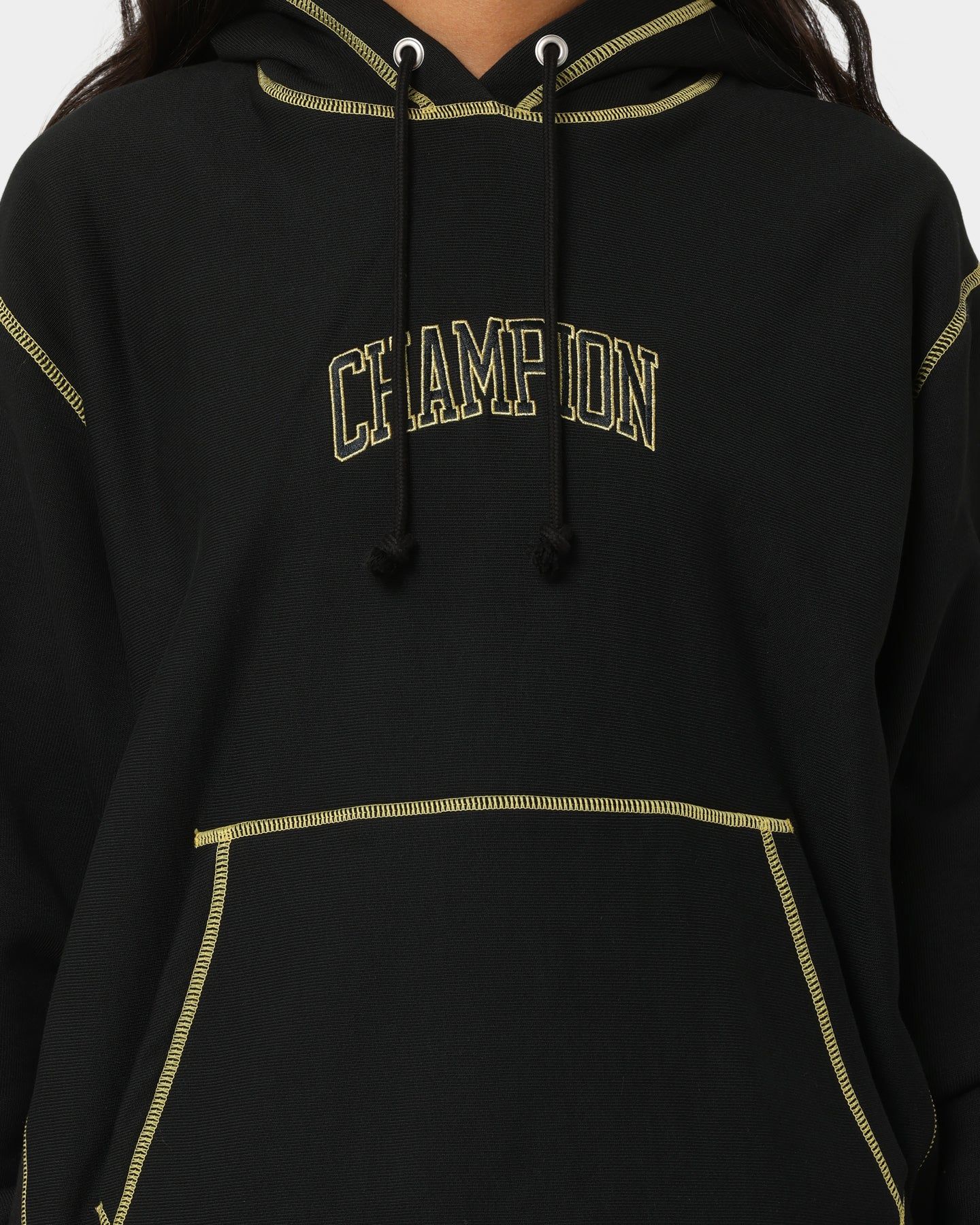 Champion Reverse Weave Contrast Stitch Hoodie Black/Gold sold by Culture Kings product image thumbnail 3
