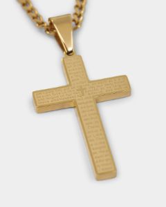 NXS Textured Cross Chain Set Gold sold by Culture Kings
