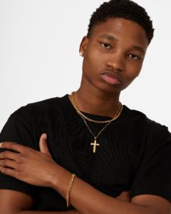 NXS Textured Cross Chain Set Gold sold by Culture Kings
