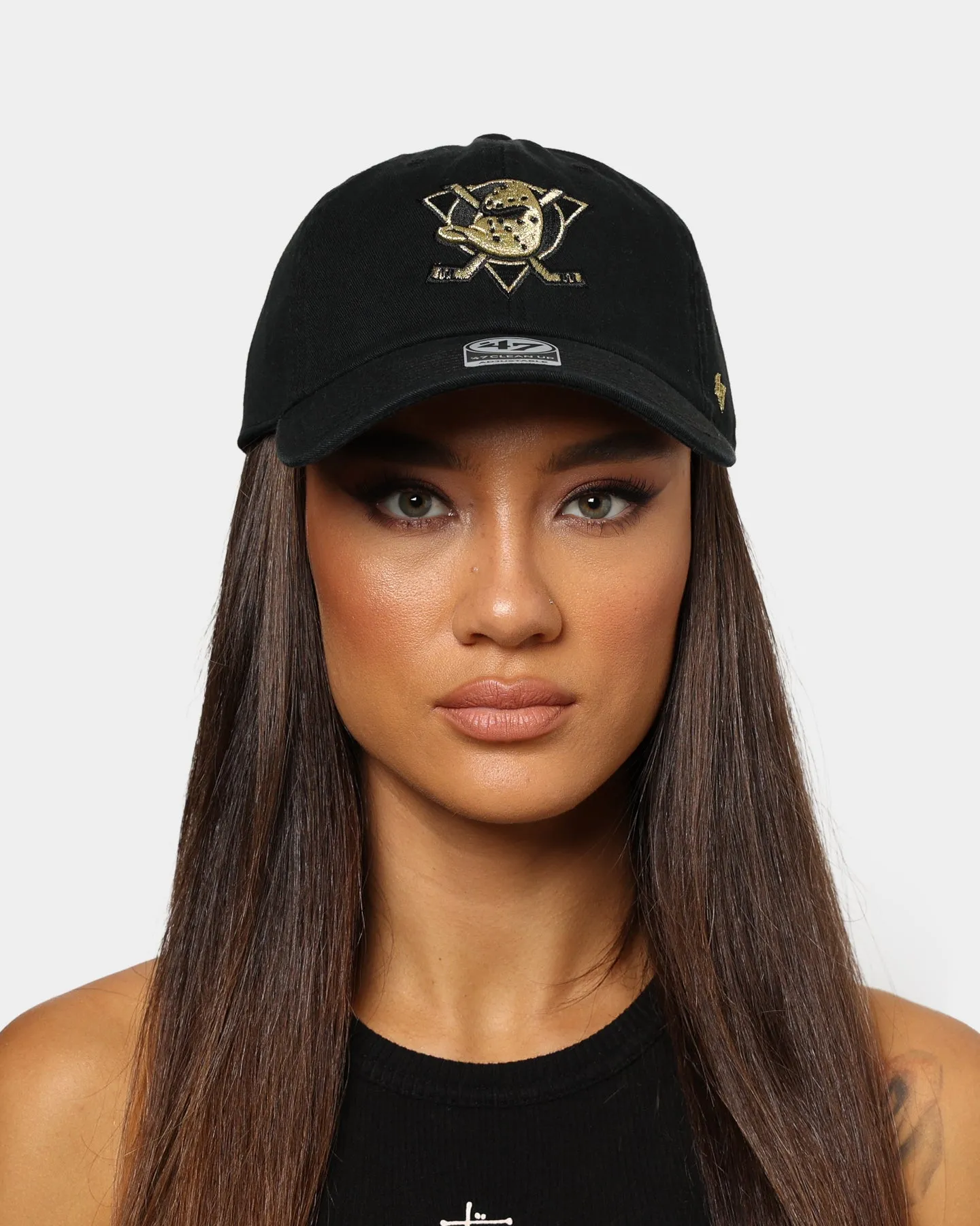 47 Brand Anaheim Ducks Clean Up Strapback Black/Gold sold by Culture Kings