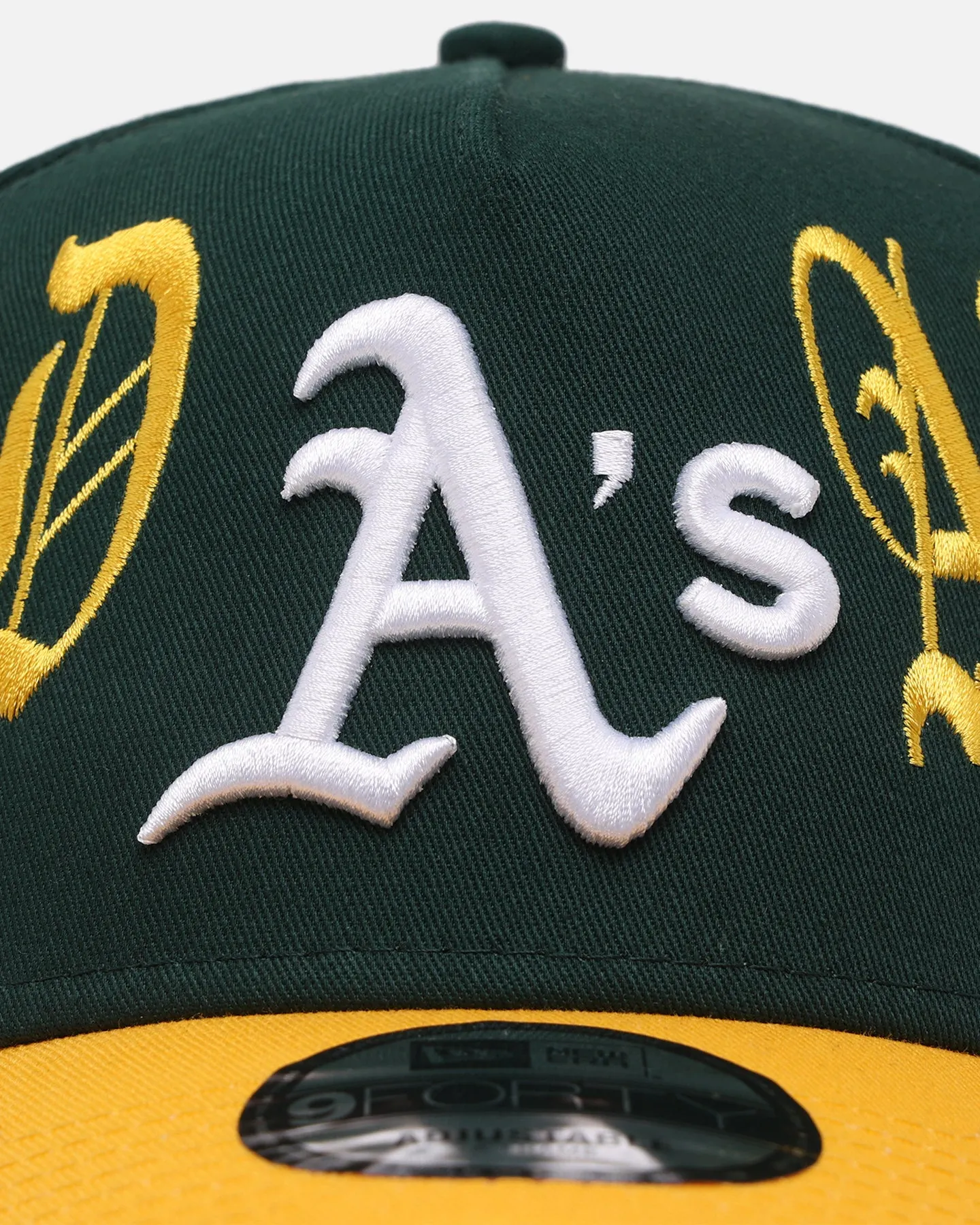 New Era Oakland Athletics 'Goth Script' 9FORTY A-Frame Snapback Green/Gold sold by Culture Kings product image thumbnail 5