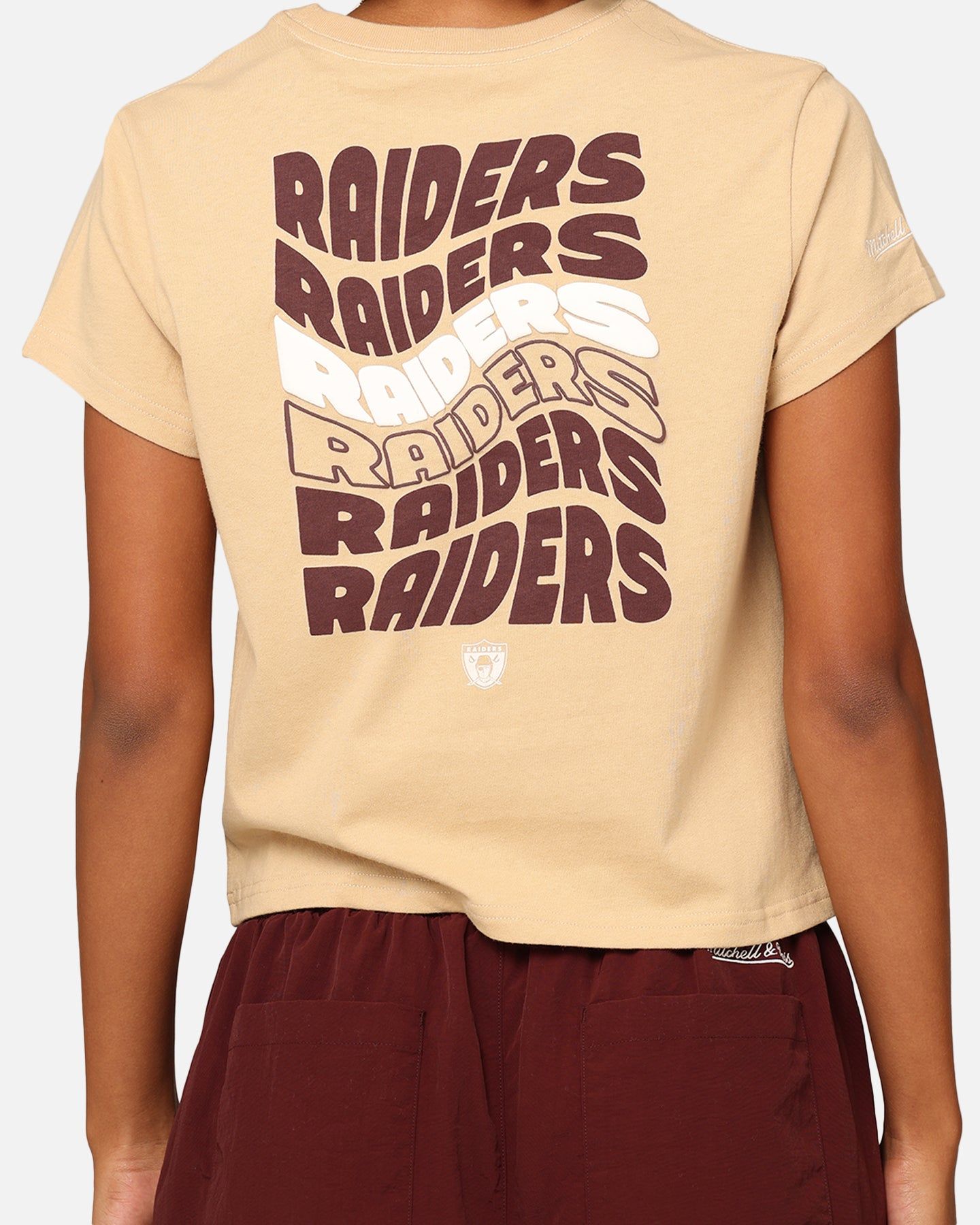 Mitchell & Ness Women's Los Angeles Raiders Wavey Text Shrunken Baby T-Shirt Warm Sand sold by Culture Kings product image thumbnail 5