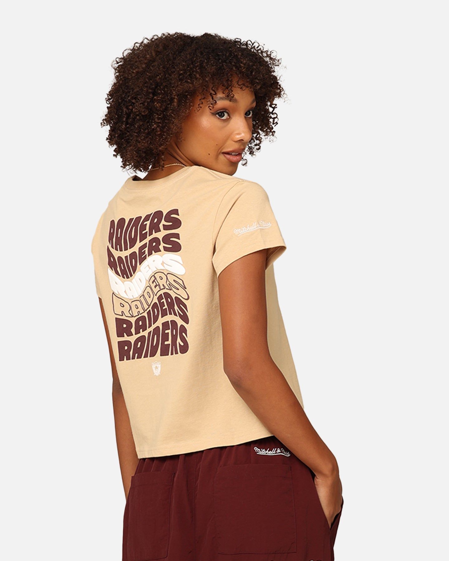 Mitchell & Ness Women's Los Angeles Raiders Wavey Text Shrunken Baby T-Shirt Warm Sand sold by Culture Kings product image thumbnail 3