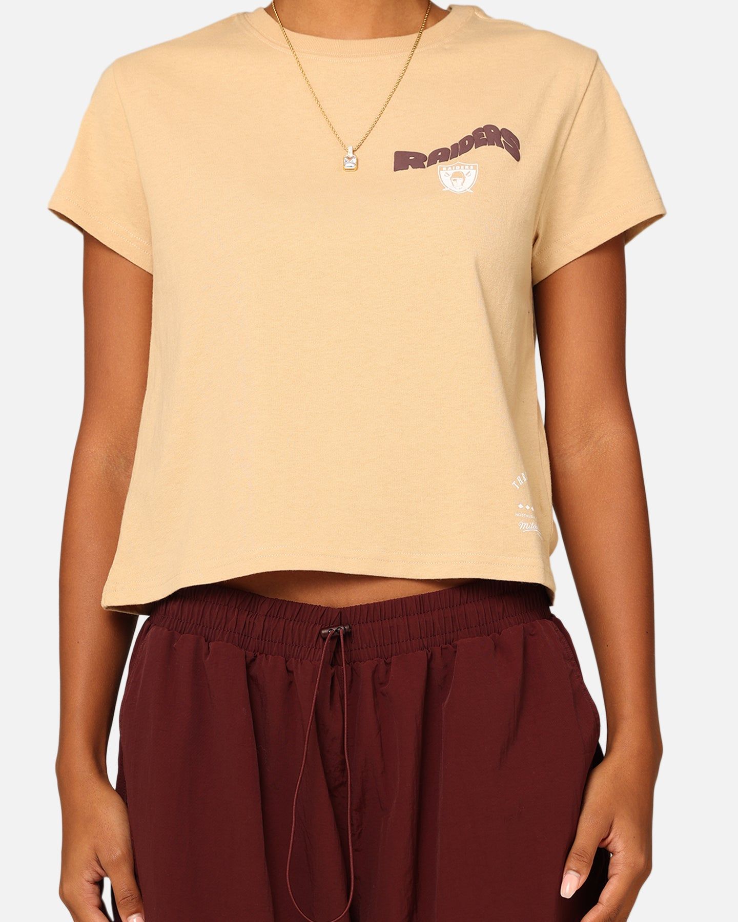 Mitchell & Ness Women's Los Angeles Raiders Wavey Text Shrunken Baby T-Shirt Warm Sand sold by Culture Kings product image thumbnail 4