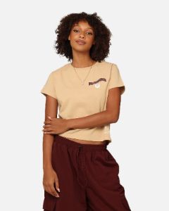 Mitchell & Ness Women's Los Angeles Raiders Wavey Text Shrunken Baby T-Shirt Warm Sand sold by Culture Kings