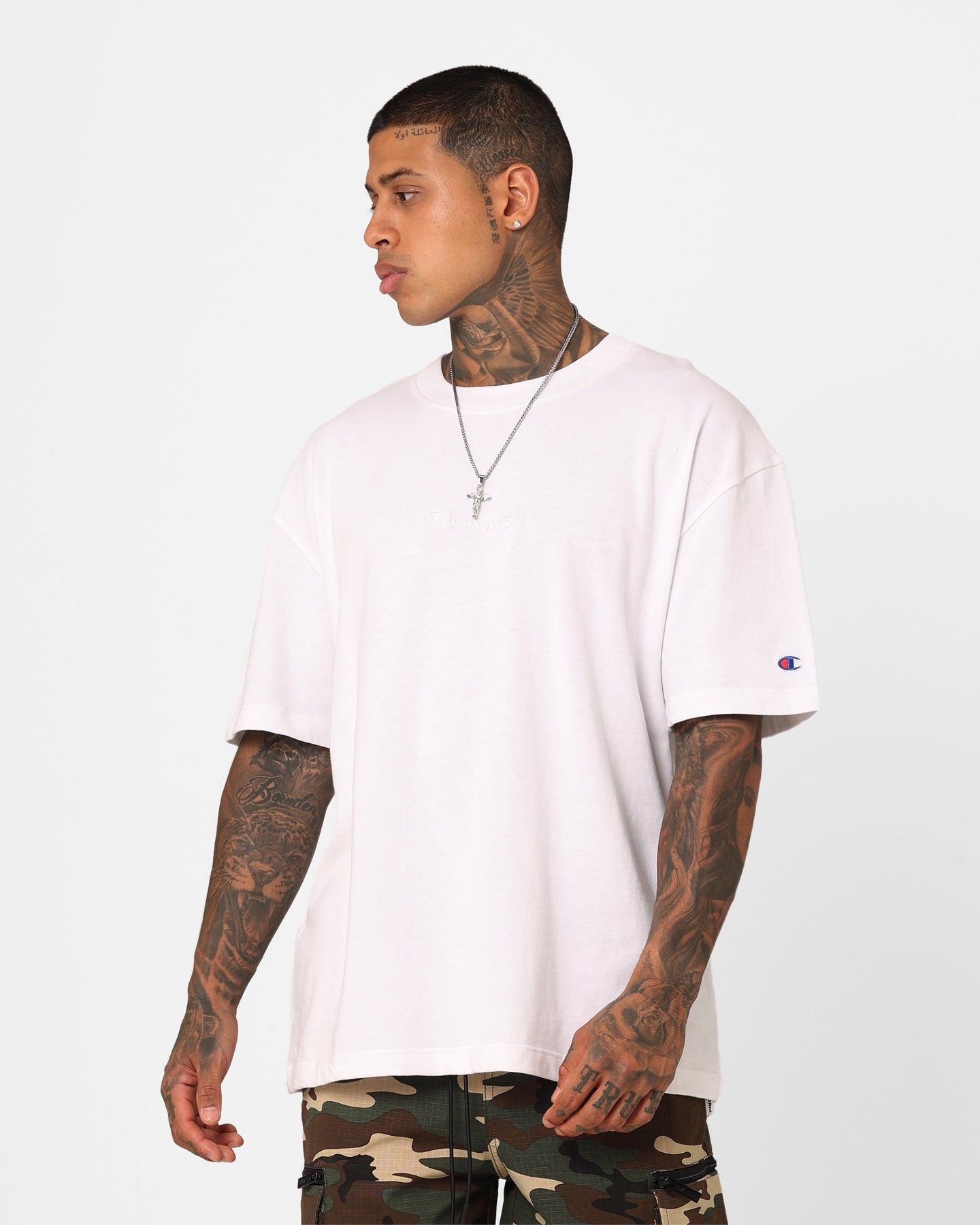 Champion Heritage New Script T-Shirt White sold by Culture Kings