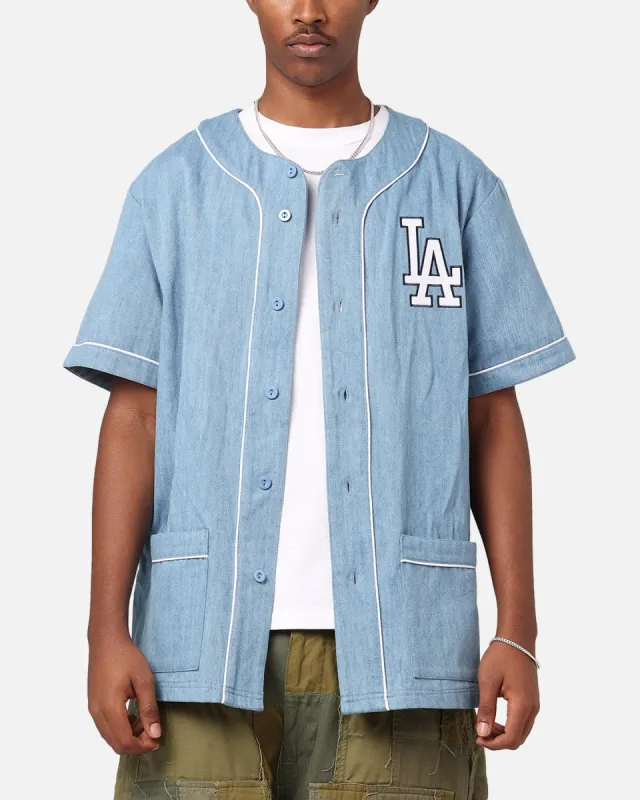 Majestic Athletic Los Angeles Dodgers Denim Button Up Shirt Washed Blue Denim sold by Culture Kings