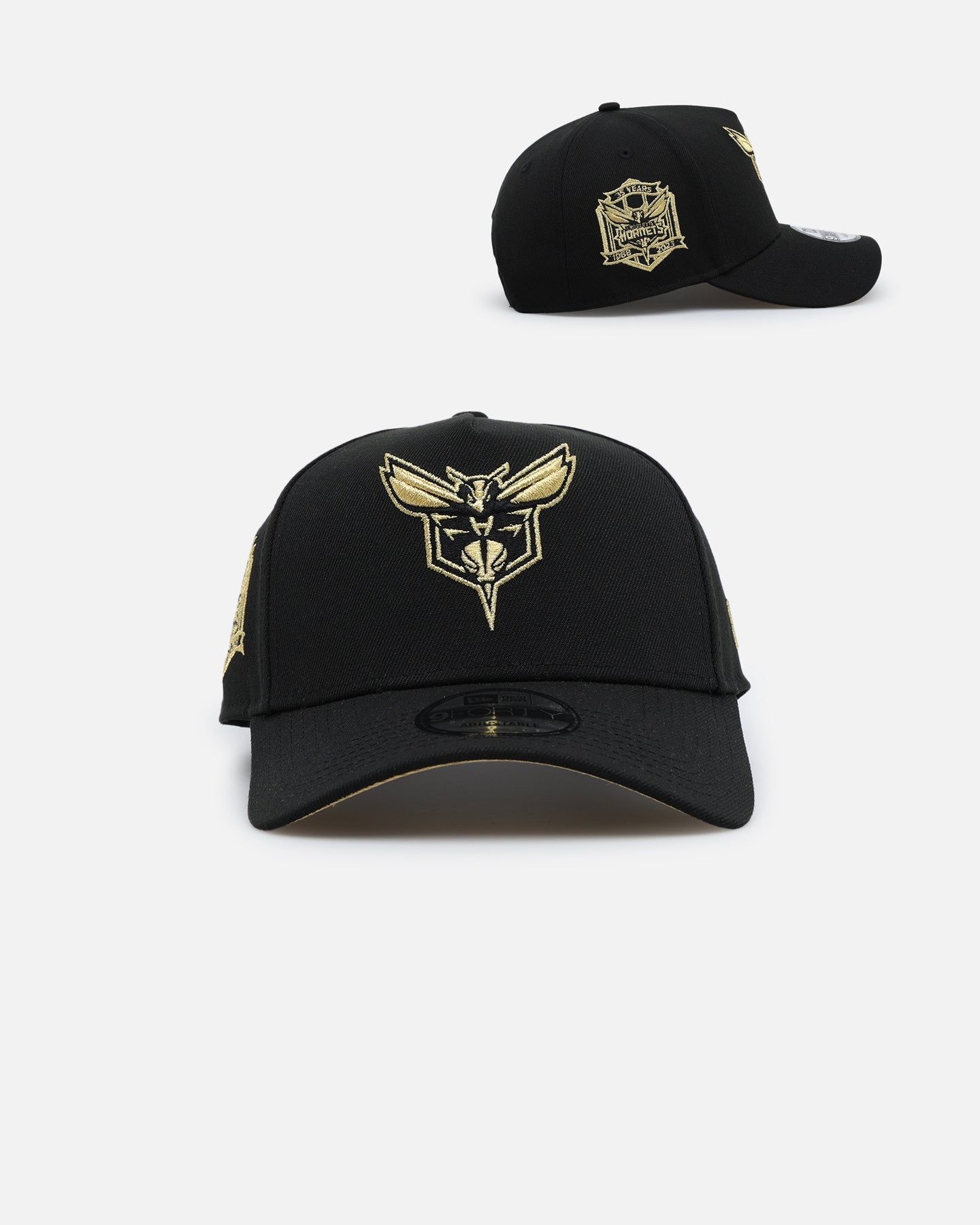 New Era Charlotte Hornets 'NBA Gold Links' 9FORTY A-Frame Snapback Black/Gold sold by Culture Kings