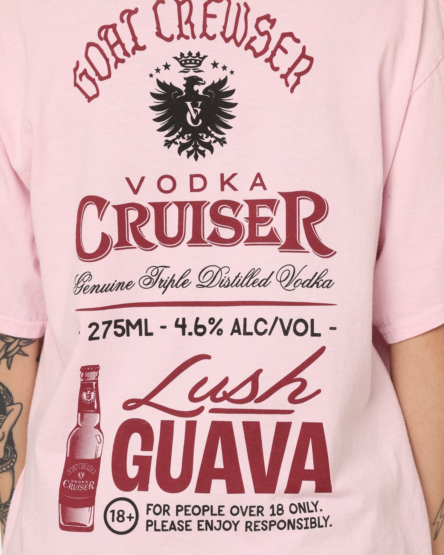Goat Crew Goat Crew X Vodka Cruiser Lush Guava Cruiser T-Shirt Pink sold by Culture Kings product image thumbnail 5