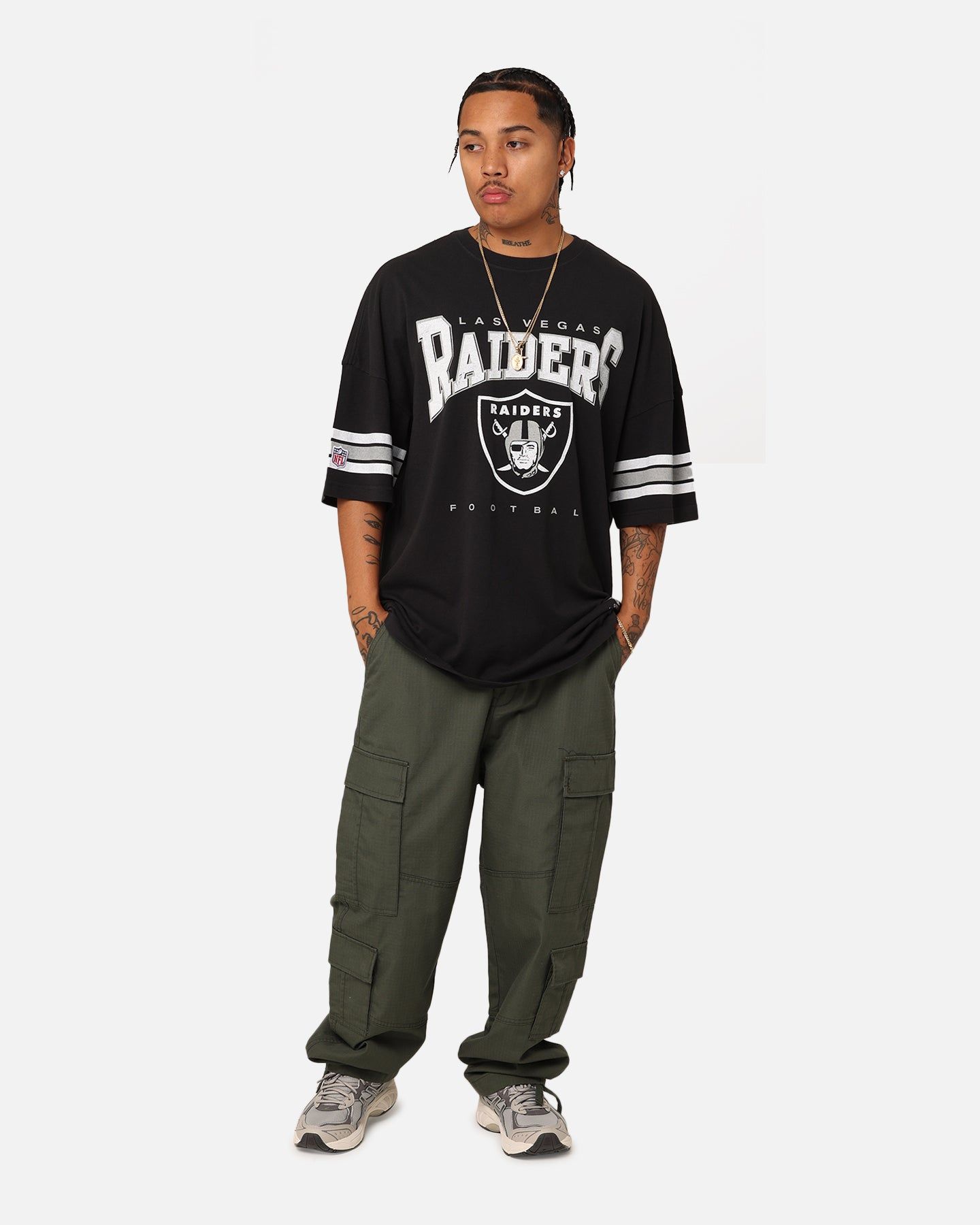 Majestic Athletic Las Vegas Raiders Vintage Sport Striped Sleeve T-Shirt Faded Black sold by Culture Kings product image thumbnail 2