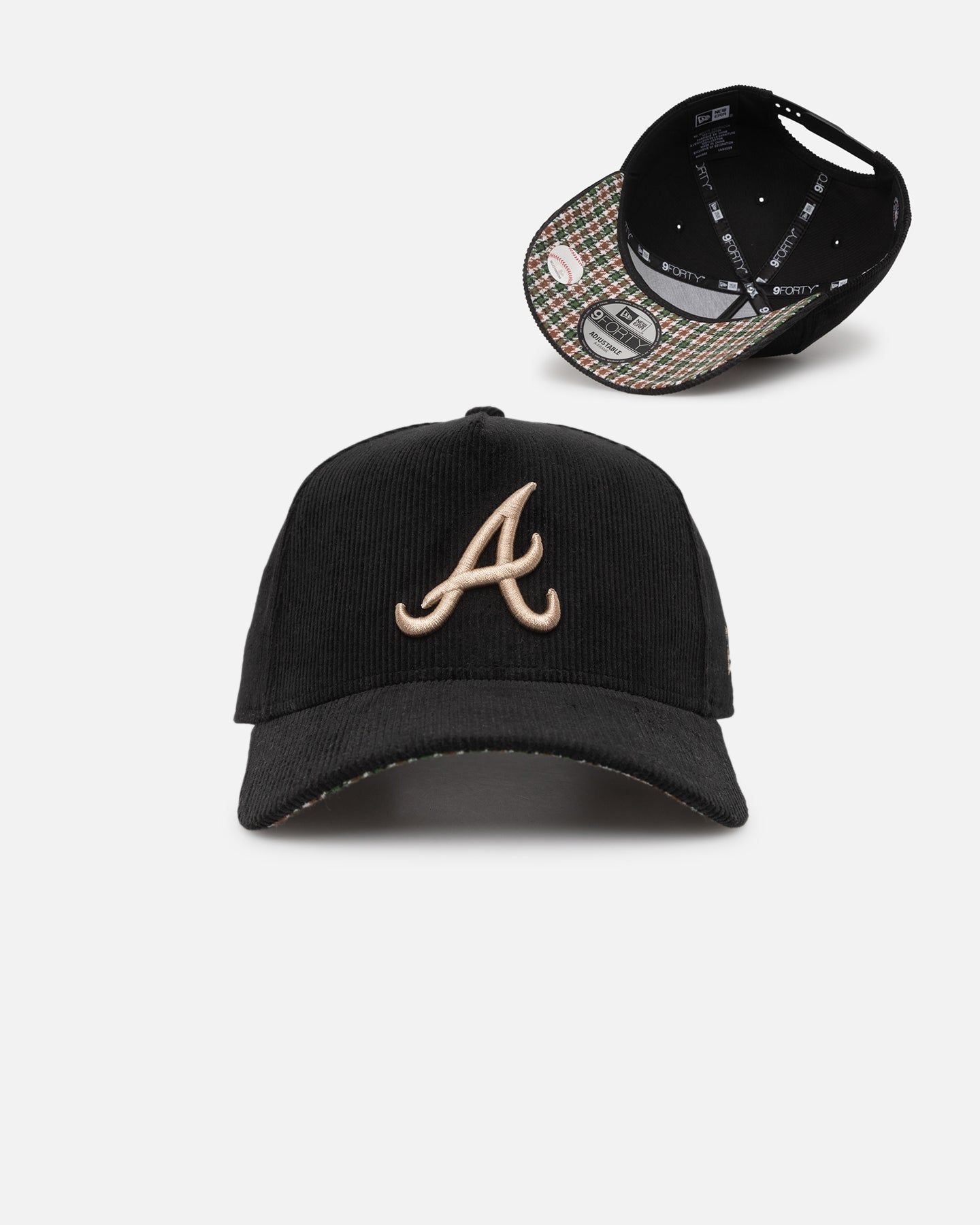 New Era Atlanta Braves 'Black Cord Plaid UV' 9FORTY A-Frame Snapback Black/Plaid sold by Culture Kings