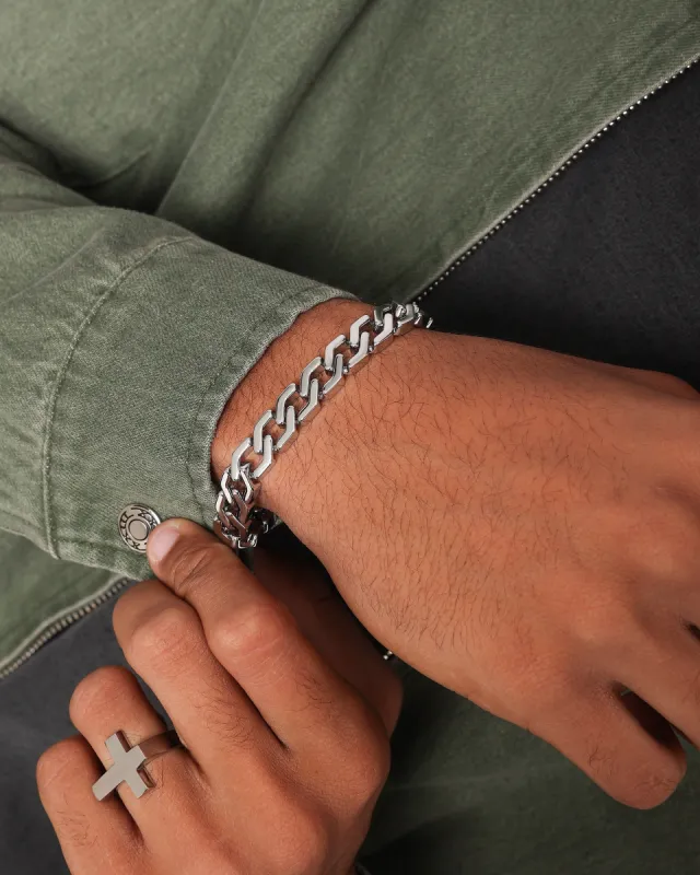 NXS Hex Cut Curb Bracelet White Gold sold by Culture Kings