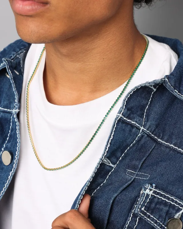 NXS 3mm Tennis Chain Gold/Green sold by Culture Kings