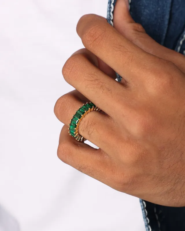 NXS Baguette Ring Gold/Green sold by Culture Kings