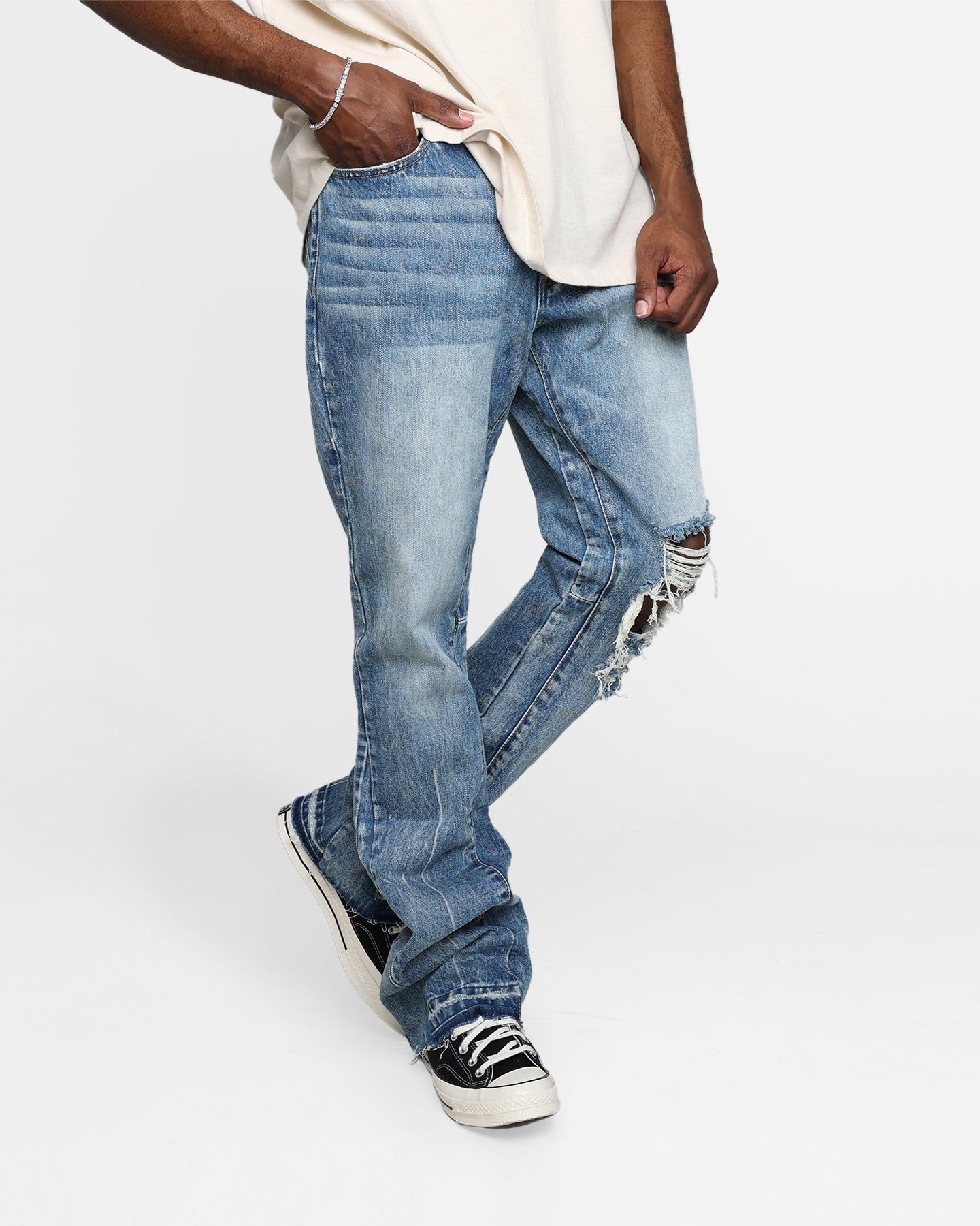 MNML B455 Flare Denim Pants Blue sold by Culture Kings product image thumbnail 4