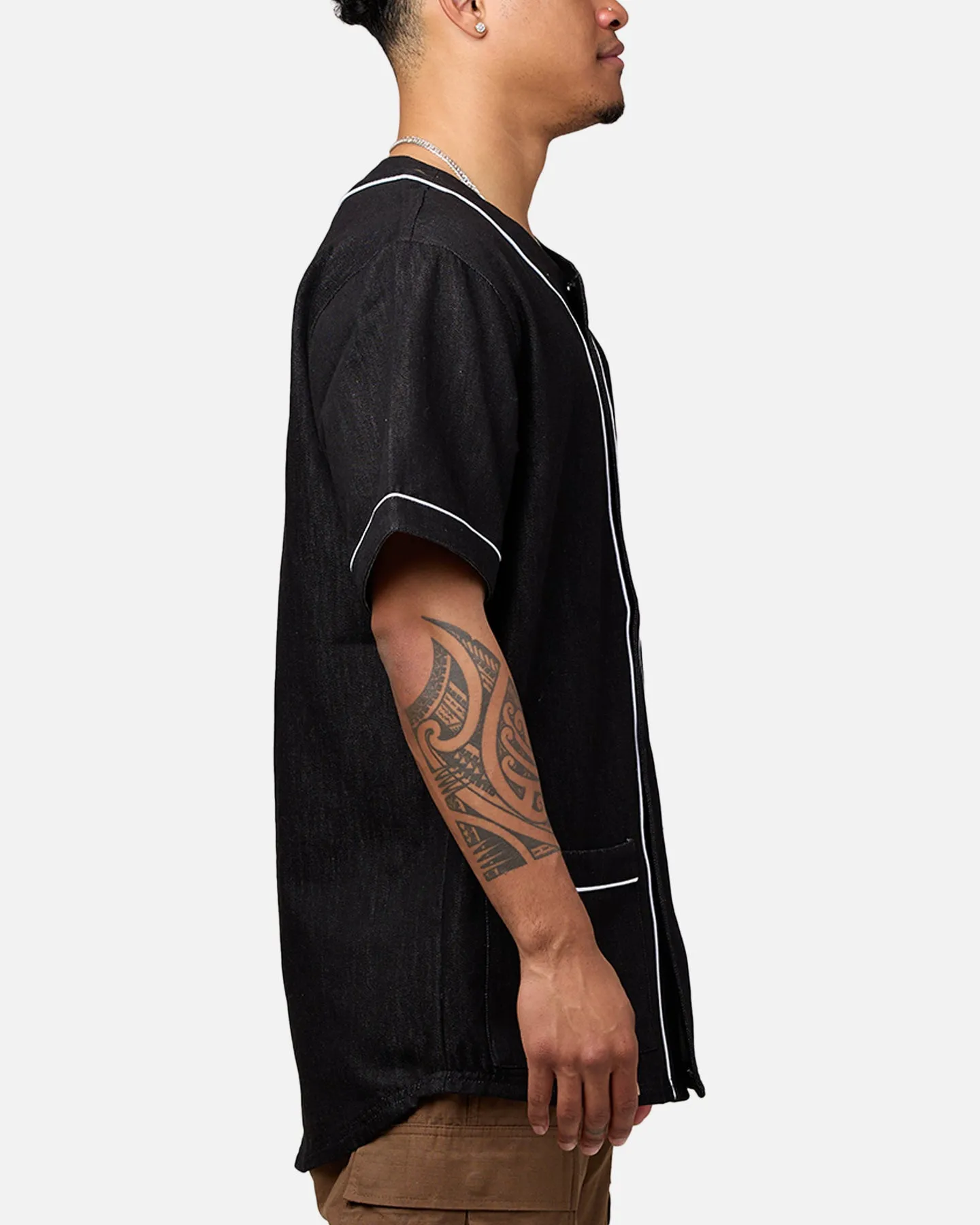 Majestic Athletic Las Vegas Raiders Denim Button Up Shirt Washed Black Denim sold by Culture Kings product image thumbnail 4