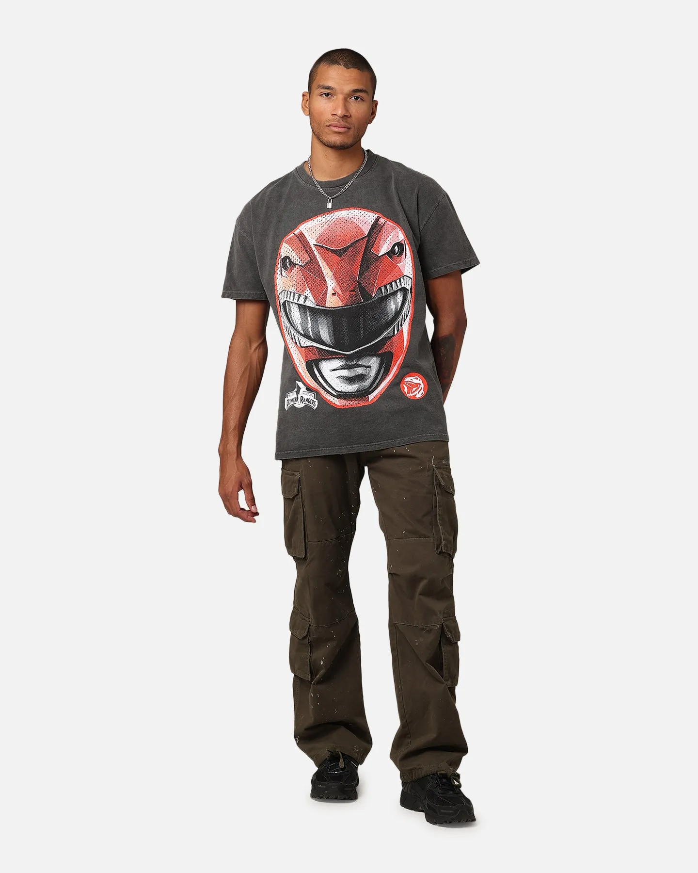 American Thrift X Power Rangers Red Ranger Big Head Heavyweight Vintage T-Shirt Black Wash sold by Culture Kings product image thumbnail 2