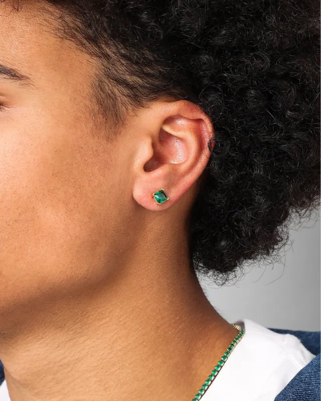 NXS Square Cut Earring Gold/Green made by Culture Kings