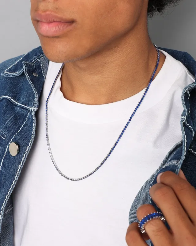 NXS 3mm Tennis Chain White Gold/Blue sold by Culture Kings