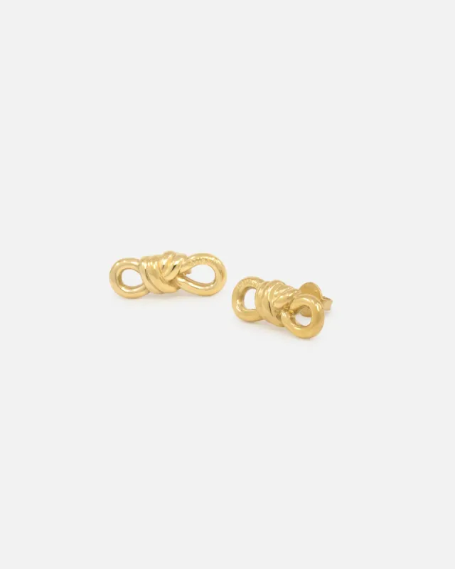 Guess Mainline Women's Modern Love 20mm Knot Stud Earrings Yellow Gold sold by Culture Kings