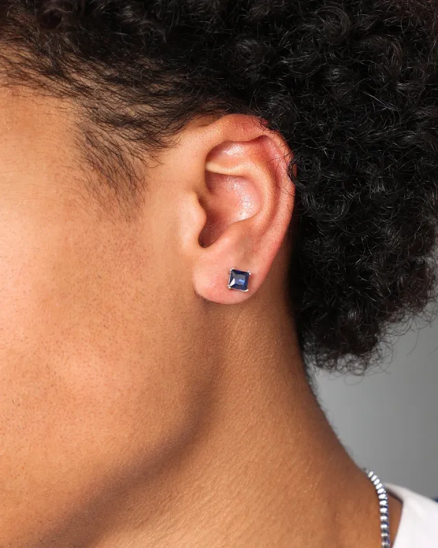 NXS Square Cut Earring White Gold/Blue sold by Culture Kings