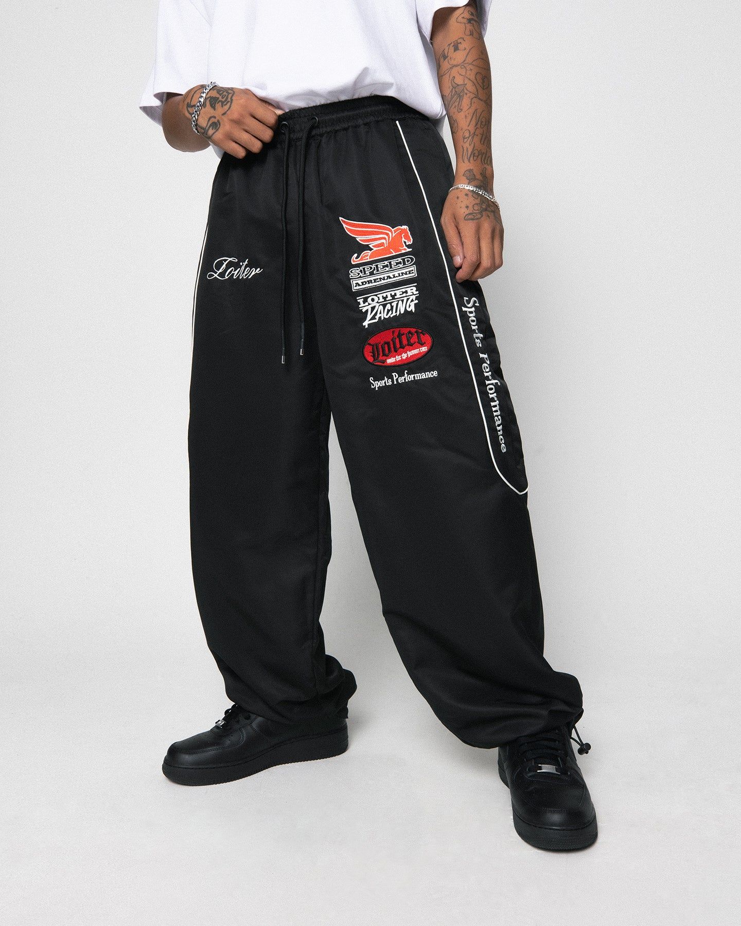 Loiter Speedway Track Pants Black sold by Culture Kings