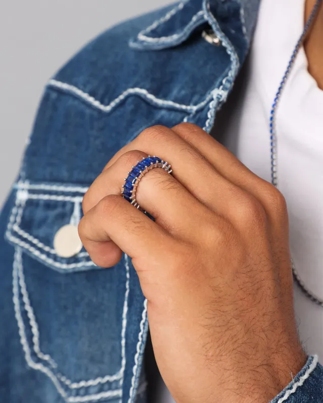 NXS Baguette Ring White Gold/Blue sold by Culture Kings