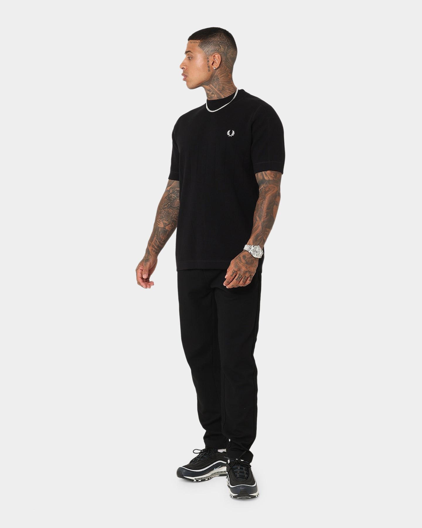 Fred Perry Chest Striped Knitted T-Shirt Black sold by Culture Kings product image thumbnail 2