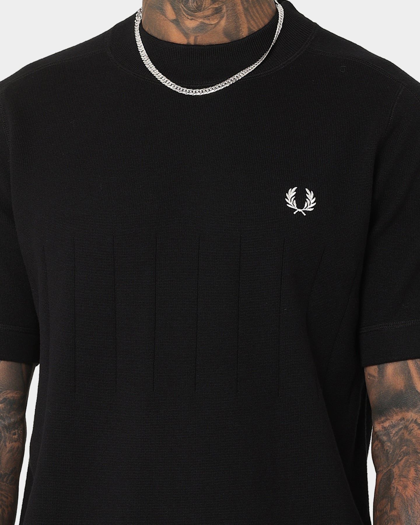 Fred Perry Chest Striped Knitted T-Shirt Black sold by Culture Kings product image thumbnail 3