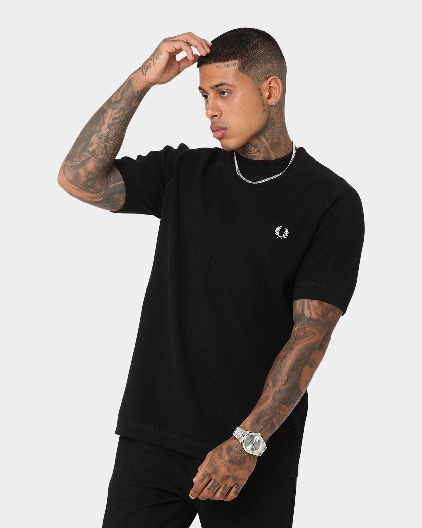 Fred Perry Chest Striped Knitted T-Shirt Black sold by Culture Kings product image thumbnail 6