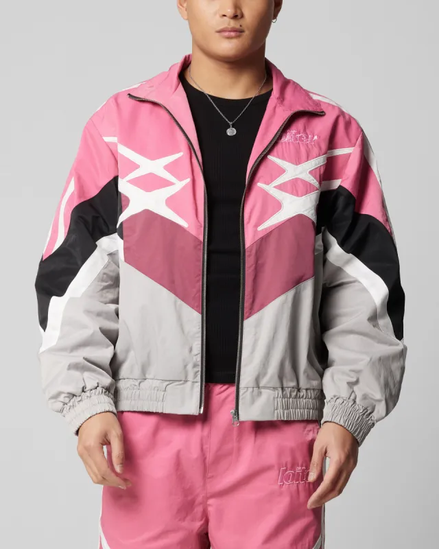 Loiter Hybrid Track Jacket Pink/Grey sold by Culture Kings