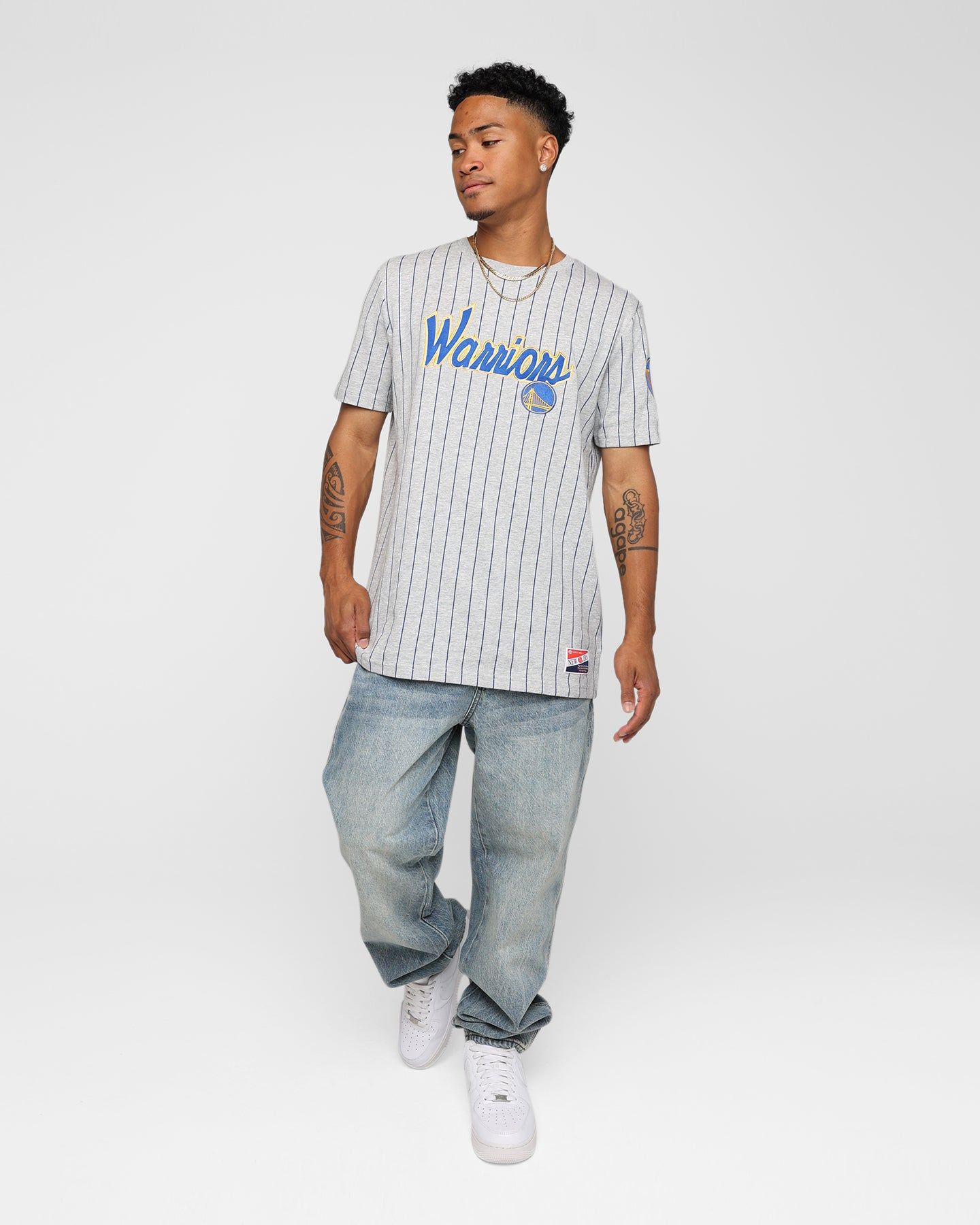 New Era Golden State Warriors Pinstripe T-Shirt Grey sold by Culture Kings product image thumbnail 3