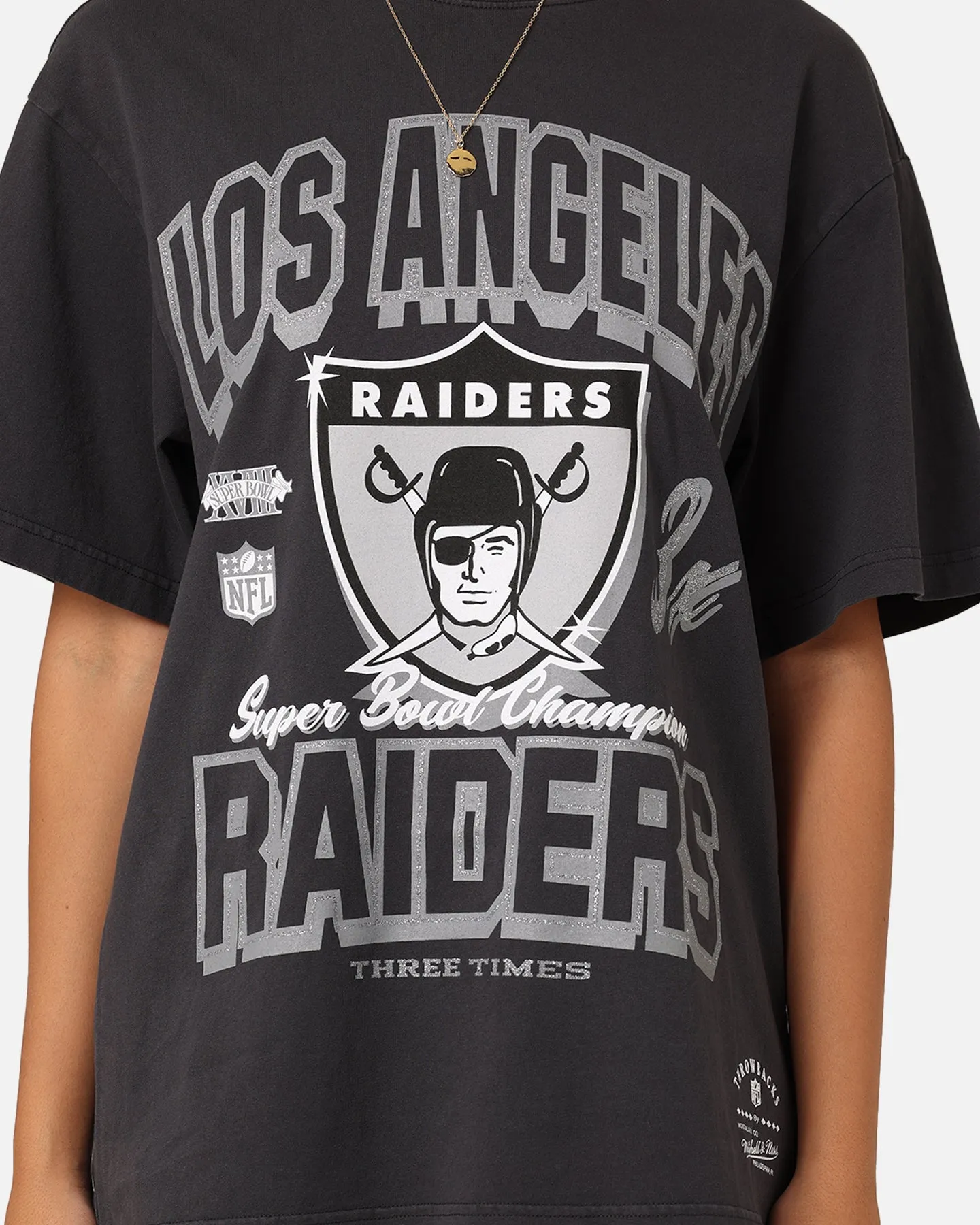 Mitchell & Ness Women's Las Vegas Raiders Arch Logo T-Shirt Faded Black sold by Culture Kings product image thumbnail 3
