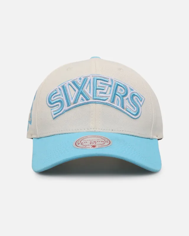 Mitchell & Ness Philadelphia 76ers 'Sky Blue' Pro Crown Snapback White Cream/Blue sold by Culture Kings
