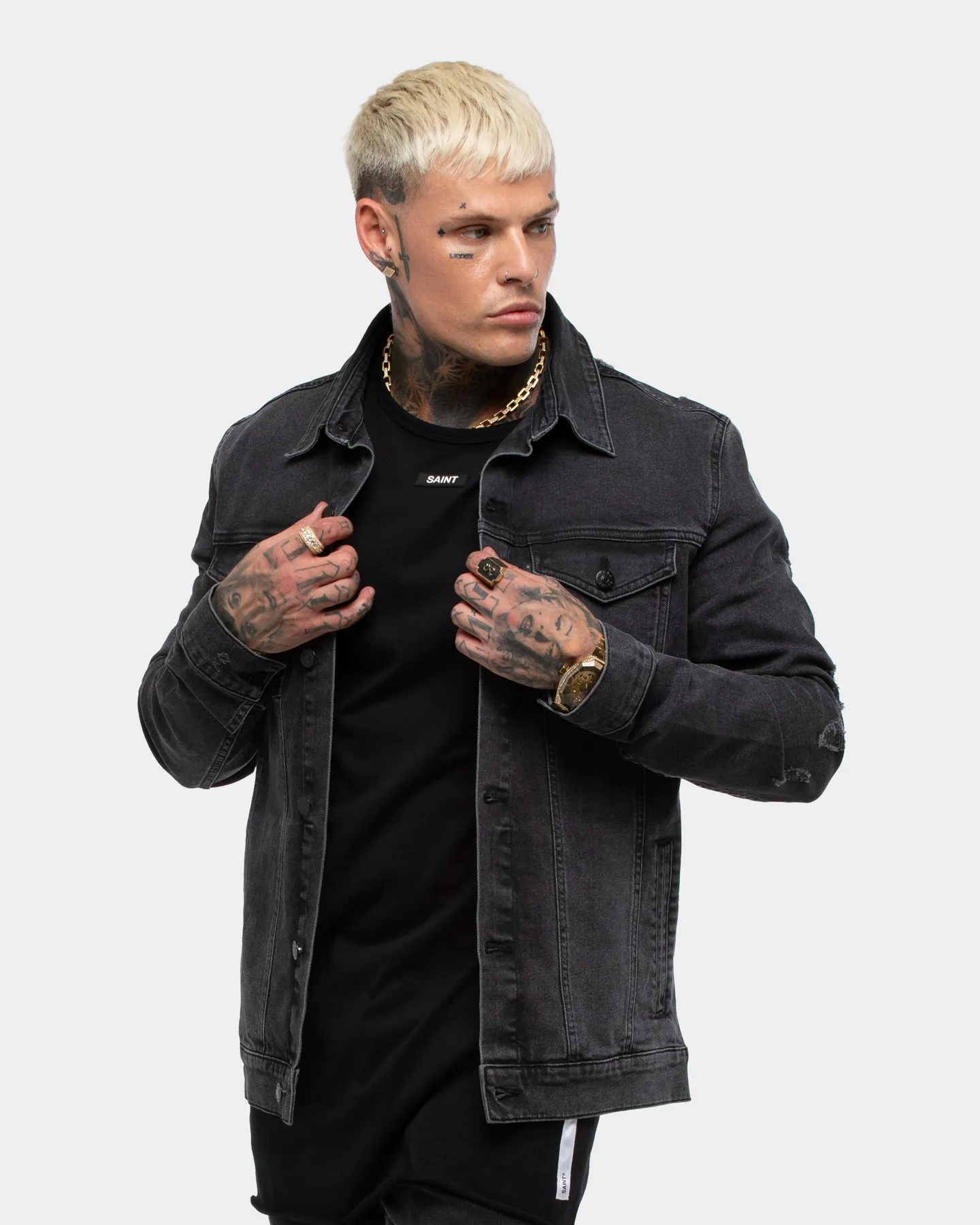 Saint Morta Men's Vintage Denim Jacket Aged Black sold by Culture Kings product image thumbnail 5